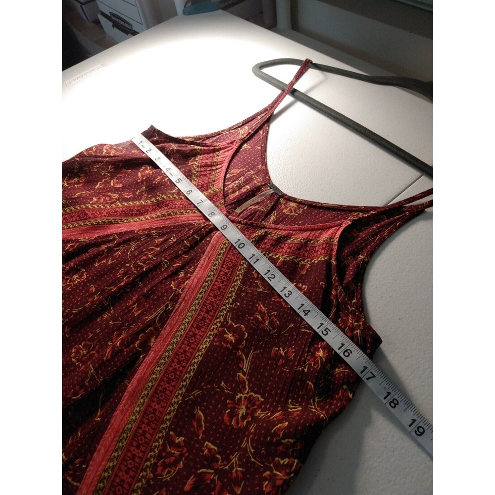 Free People Blouse Flowy Floral Strappy Tank Top Boho Burgundy Viscose Womens SP - Picture 6 of 7
